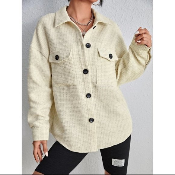 Casual Comfy Plaid Print Flap Pocket Overcoat Jacket Shacket Coat - Picture 10 of 10